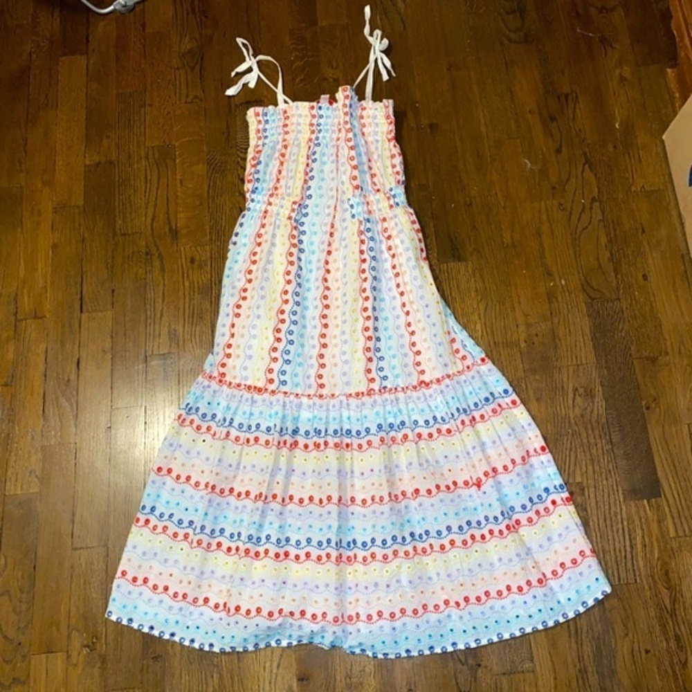 Eyelet White MIDI Dress Red Carter - Picture 4 of 5
